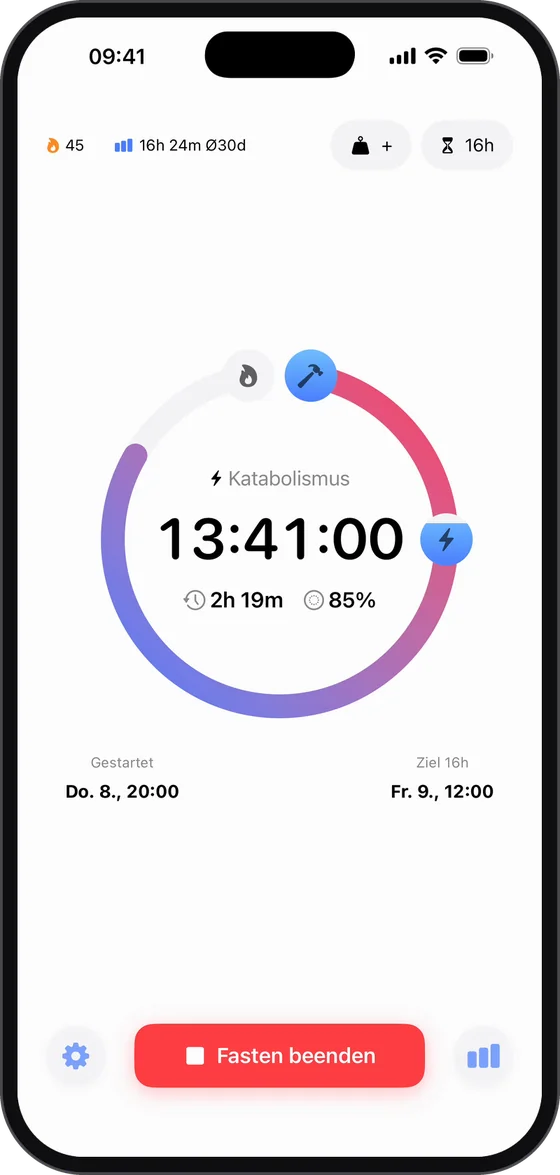 FastUp App: laufender Fasten-Timer
